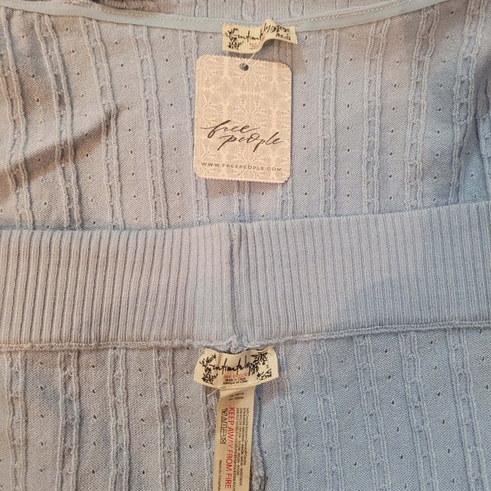NWT Free People Intimately Morning Light Set Baby Blue Ribbed Knit M - Picture 10 of 14